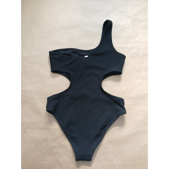 Victoria's Secret PINK Black Monokini Swimsuit Small Ribbed Swimwear - Picture 4 of 4